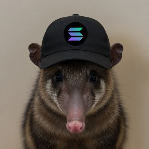 Solenodon mascot wearing a black cap with the Solana logo